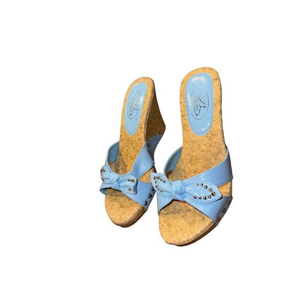 Bolaro by Summer Rio Blue Silver Studded Wedge Heel Women Size 6.5 - Picture 3 of 12